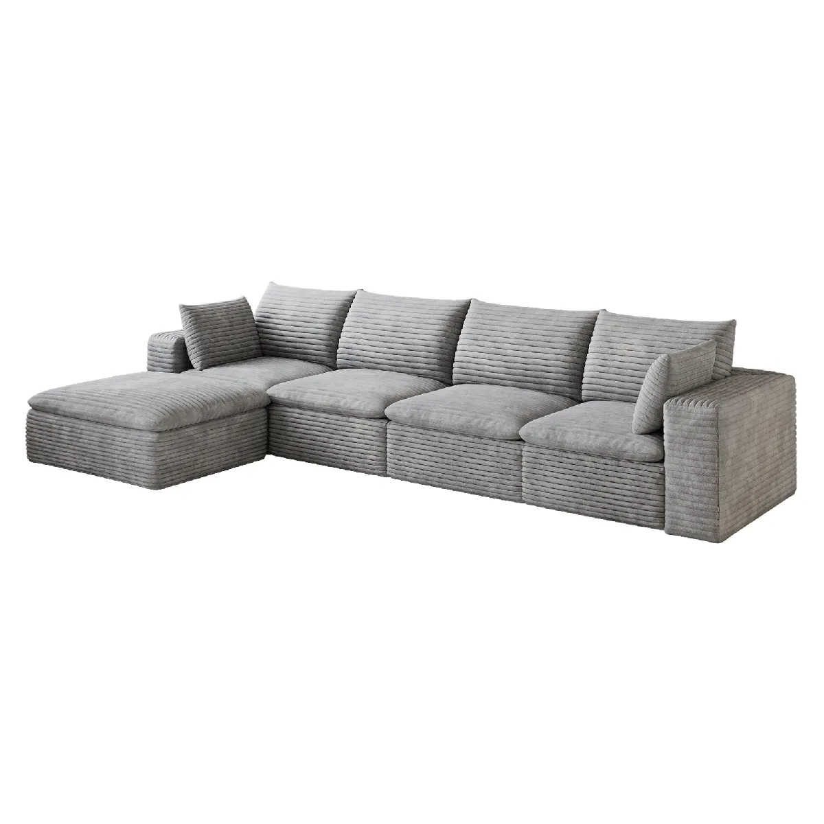 Canapé modulaire compressé en tissu gris avec coussins amovibles