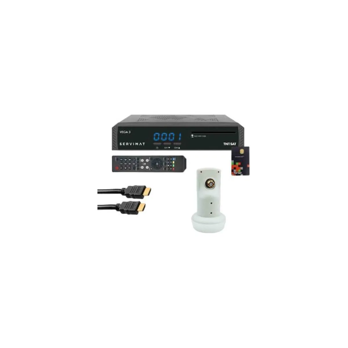Pack Servimat Vega 3 Decodeur Satellite Full Hd + Carte D'tntsat V6 + Câble Hdmi + Ln