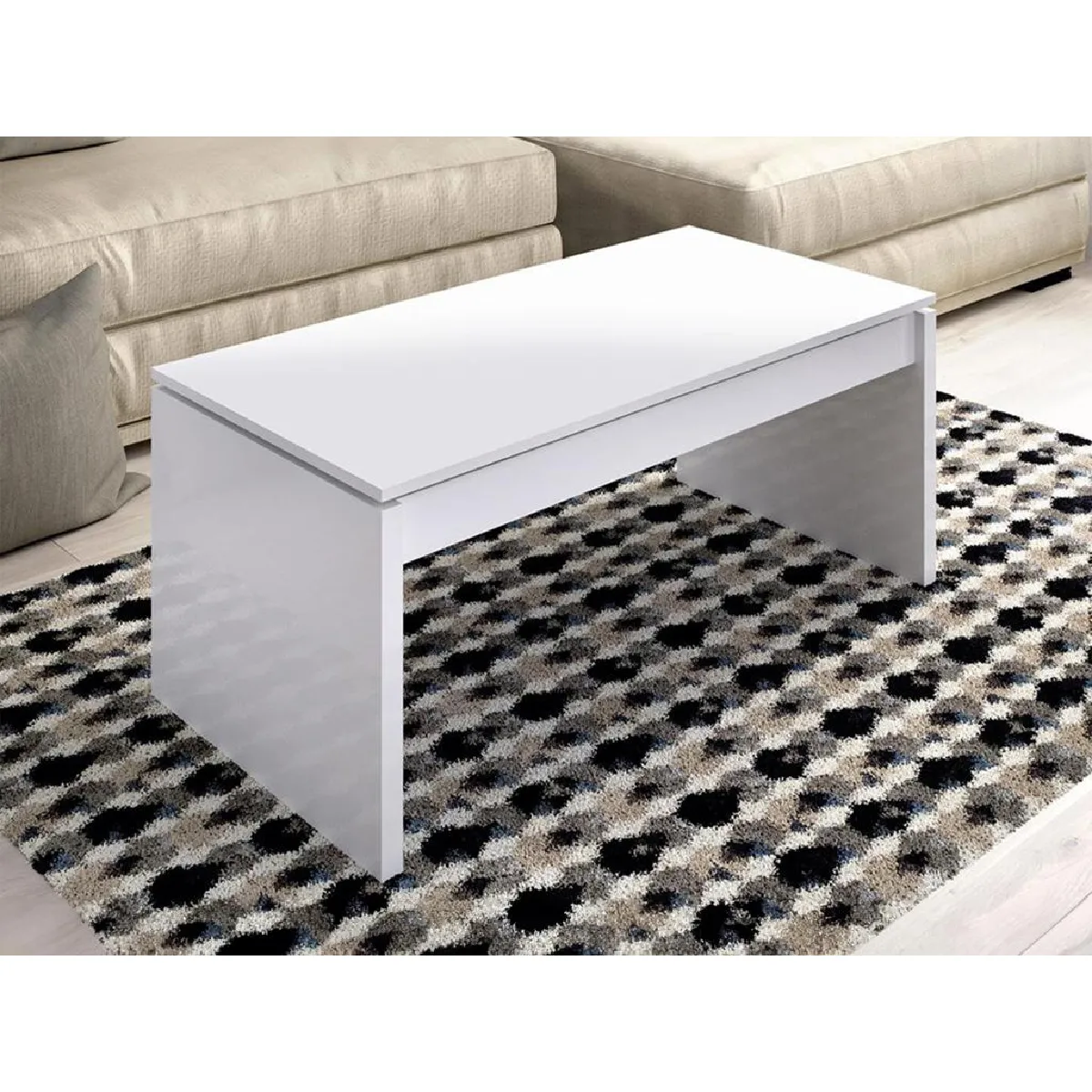 Table Basse Bastian - Plateau Relevable - Coloris Blanc