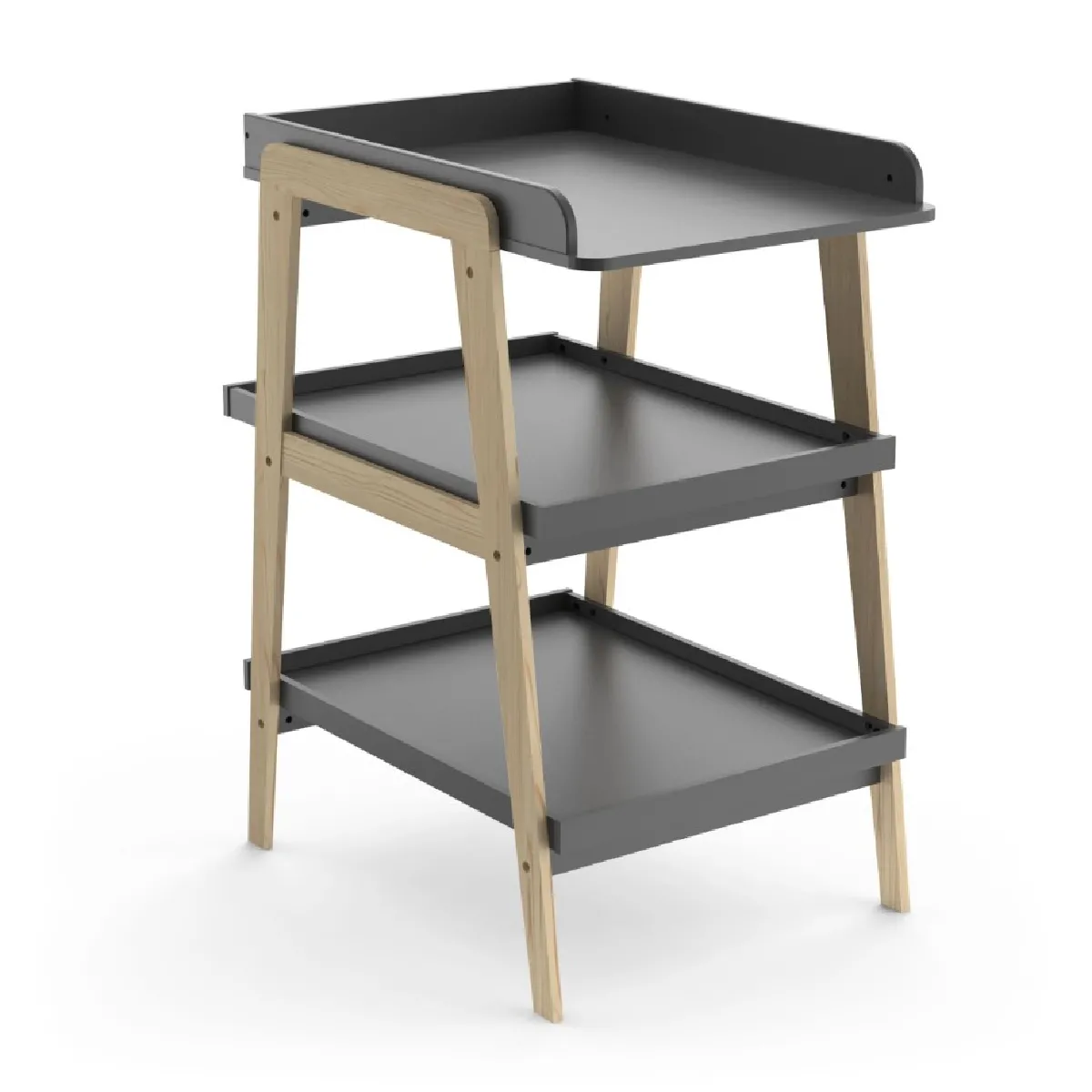Table À Langer Tsuga - Bois Massif Et Mdf - L.58 X P.71,1 X H.101,2 Cm - Pour Matelas 50x70 Cm - Gris Graphite