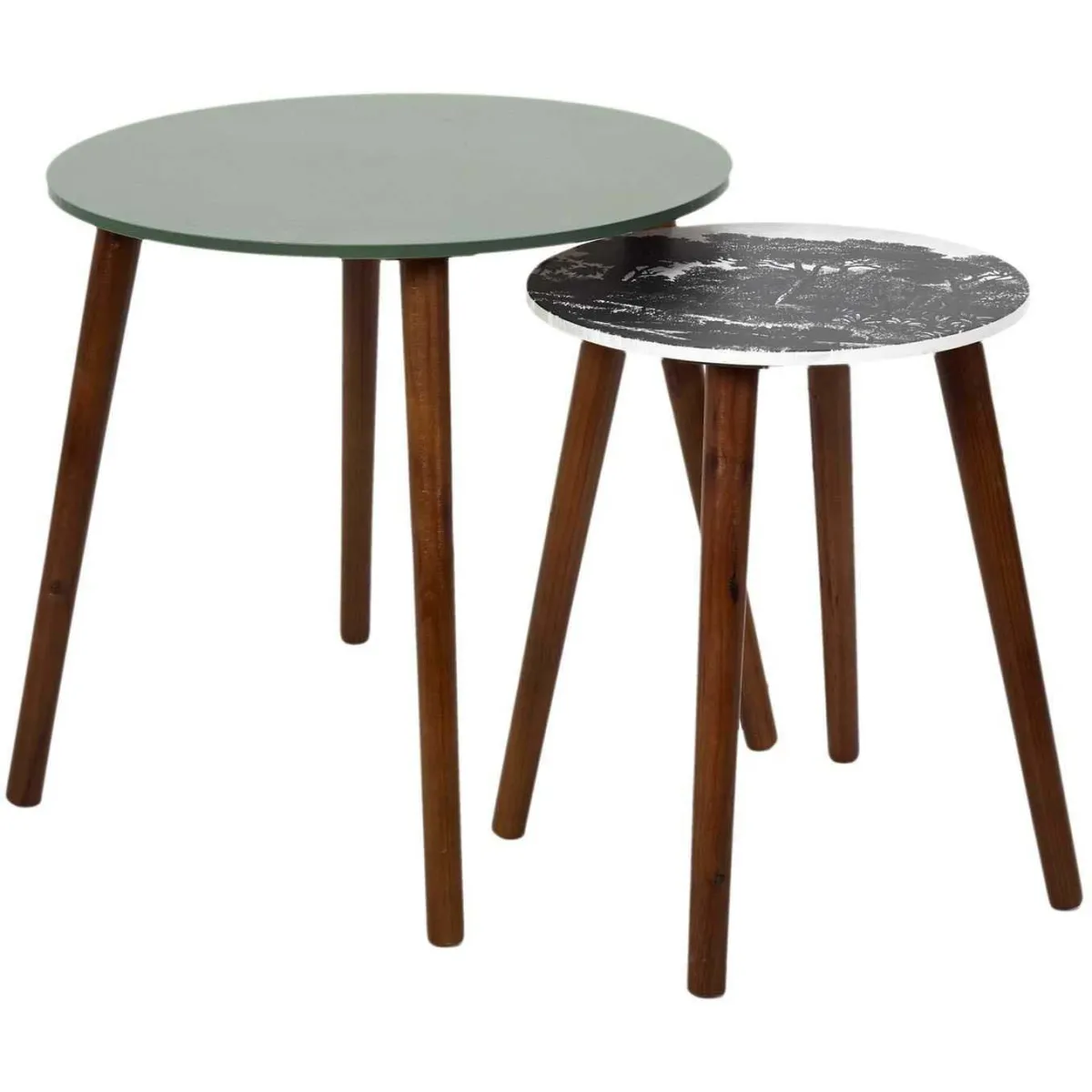 Lot de 2 Tables Gigognes - HOME DECO FACTORY - Bois Foncé - Multicolore