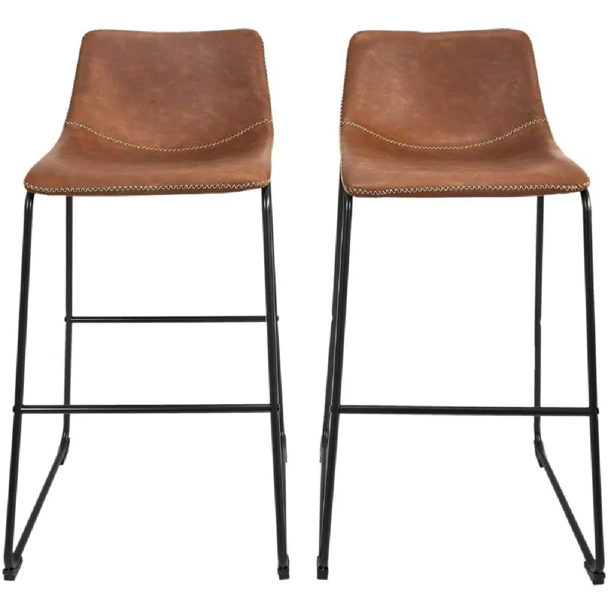Lot De 2 Tabourets De Bar - Indus - Marron - Pu