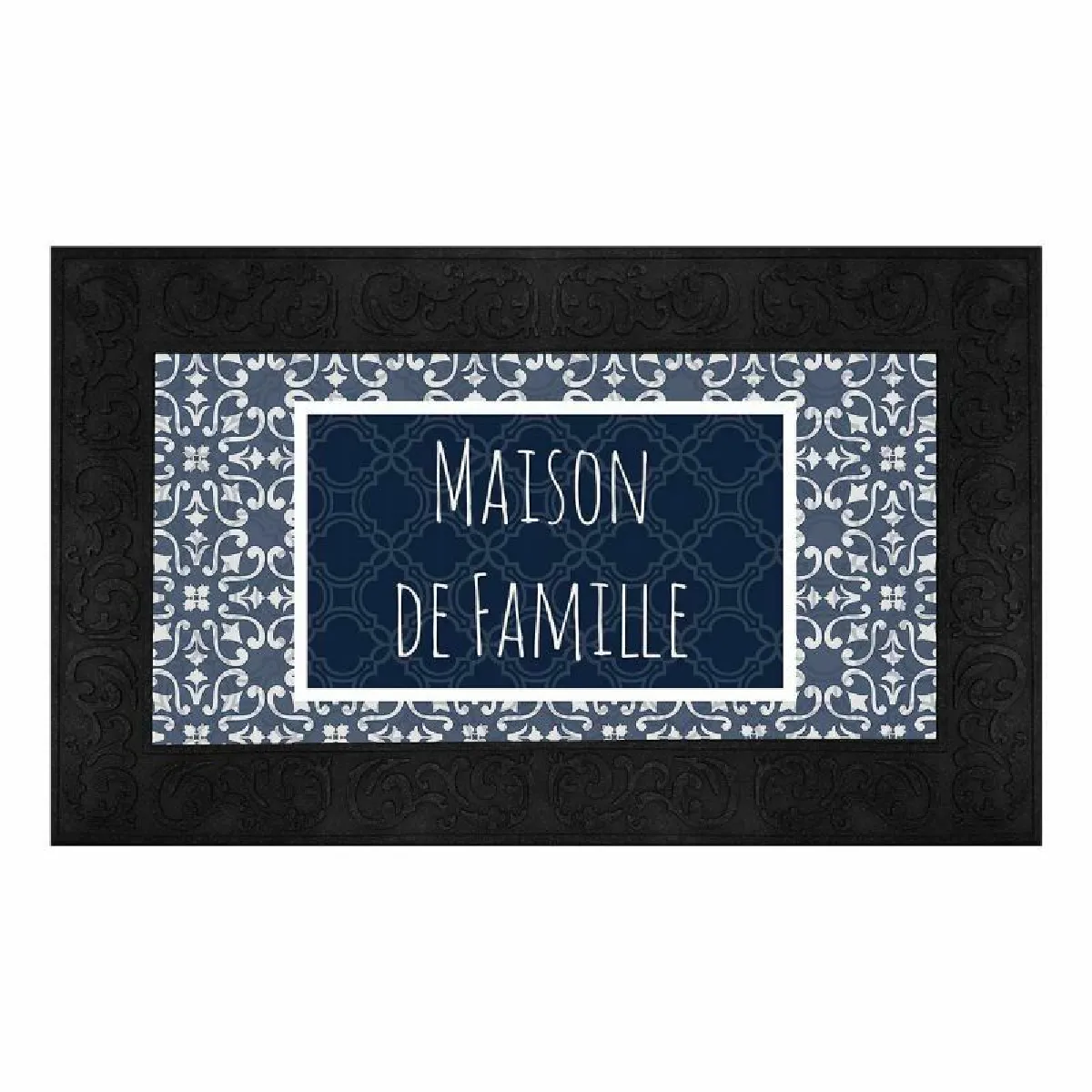 Tapis Relief Imprimé "Eltea" 45x75cm Noir & Bleu