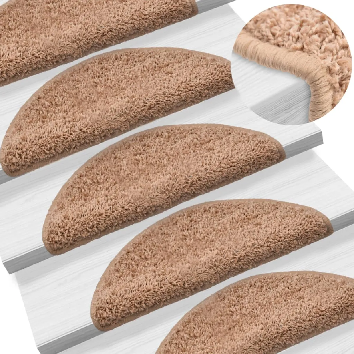 15 Tapis D'escalier Beige Avec Bandes Adhésives 65 X 25 Cm Dec023570