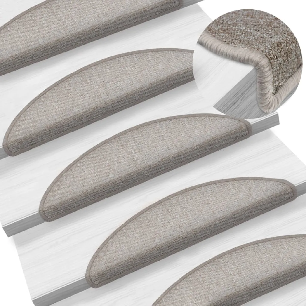 Tapis D'escalier 15 Pièces Taupe 56 X 17 X 3 Cm Dec023550