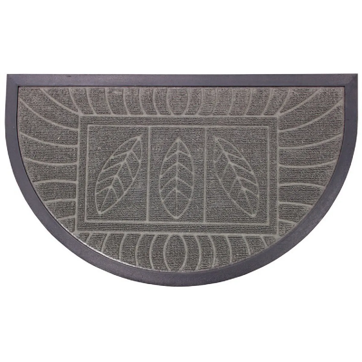 Tapis d'Entrée Demi-Lune "Feuilles" 45x75cm Gris