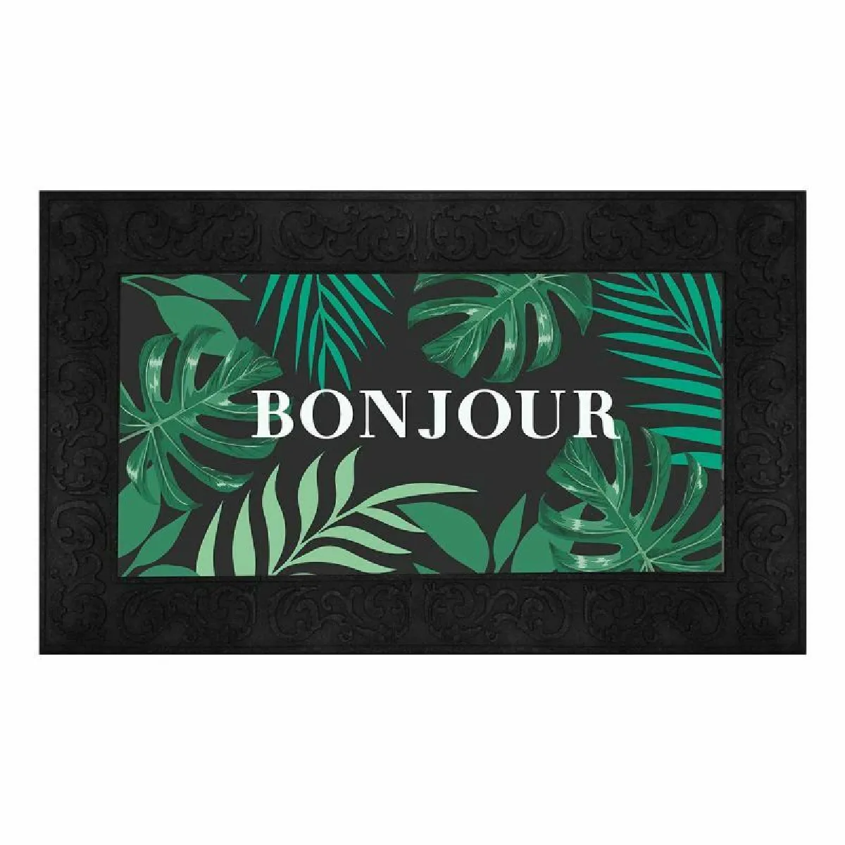 Tapis Relief Imprimé "vesta" 45x75cm Noir & Vert