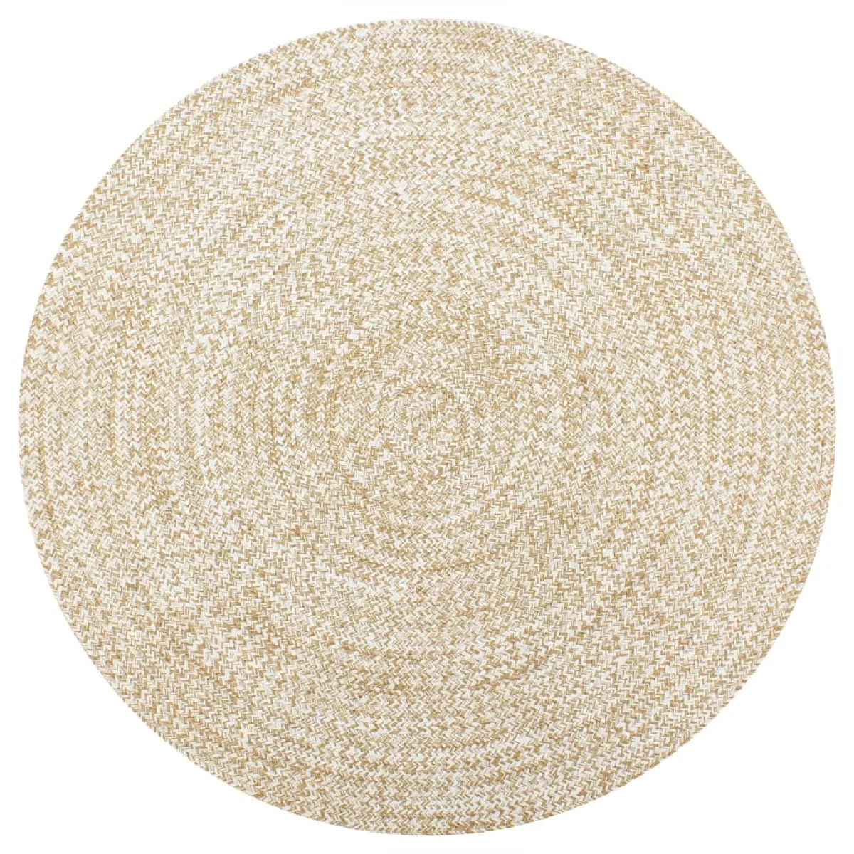 Tapis Fait À La Main Jute Blanc Et Naturel 90 Cm Dec023517