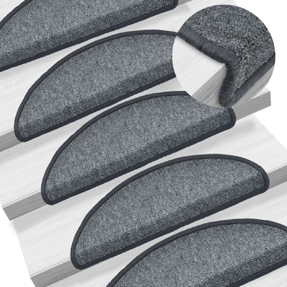 Tapis D'escalier 15 Pièces Gris Foncé 65 X 24 X 4 Cm Dec023553