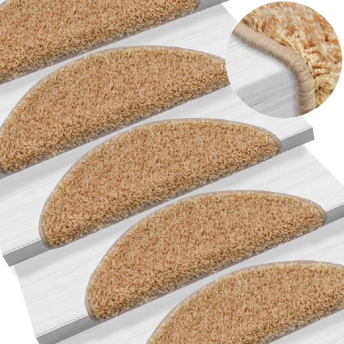 15 Tapis D'escalier Crème Avec Bandes Adhésives 65 X 25 Cm Dec023572