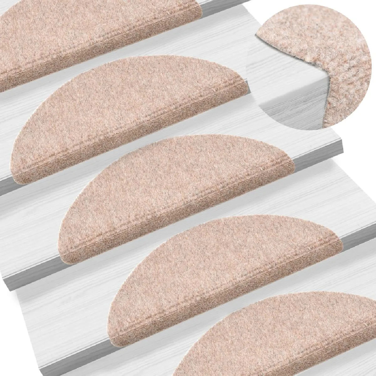 Tapis D'escalier Autoadhésif Poinçon Aiguilleté 15 Pièces Marron Dec023304