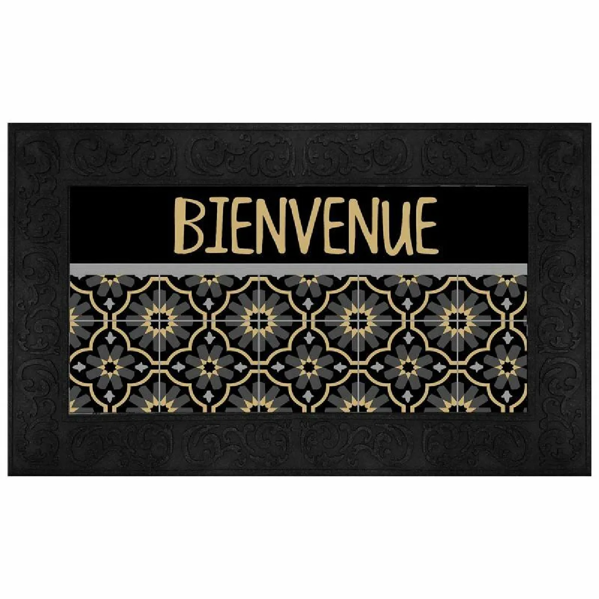 Tapis Relief Imprimé "tomina" 45x75cm Noir & Or