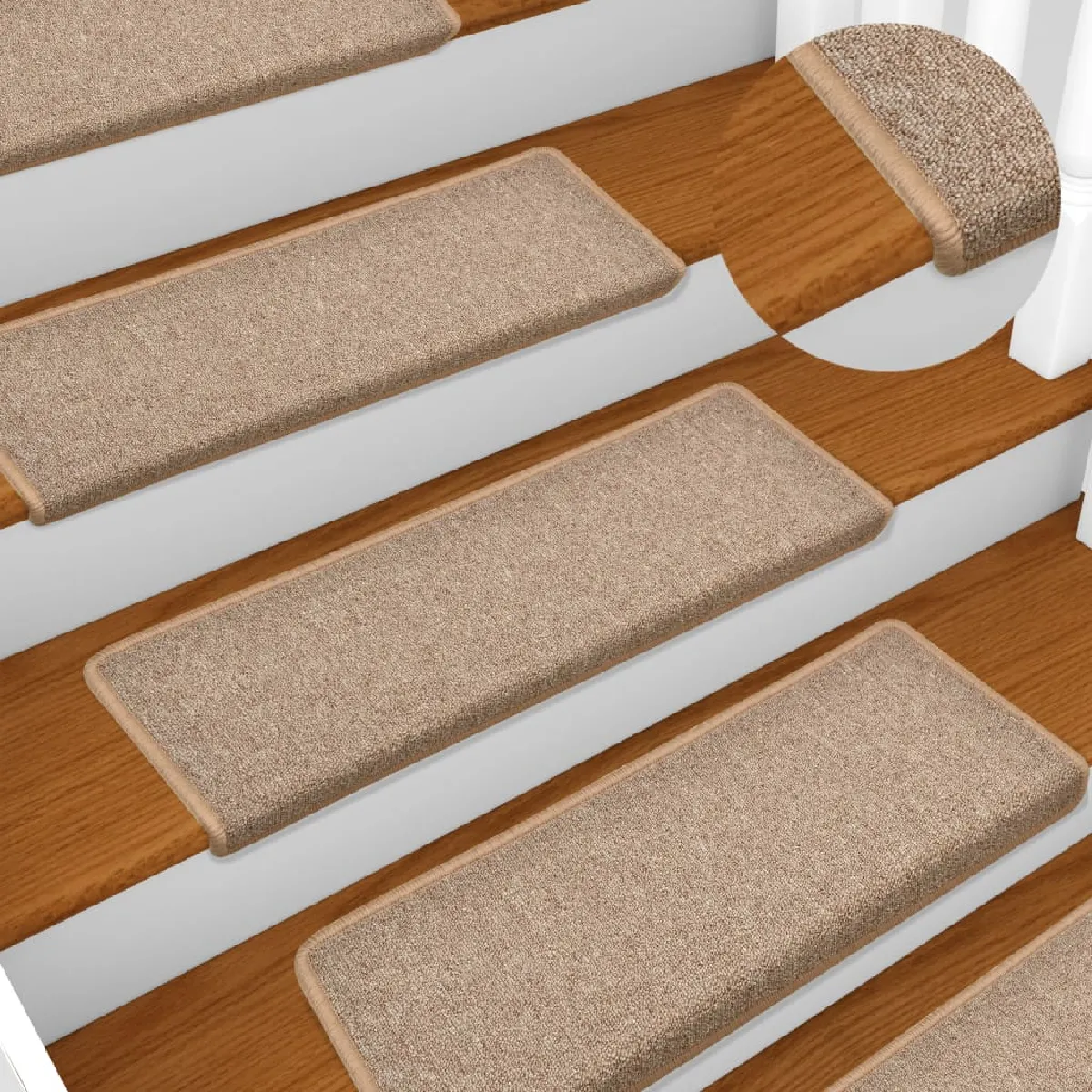 Tapis D'escalier 15 Pièces 65x25 Cm Marron Clair Dec023812