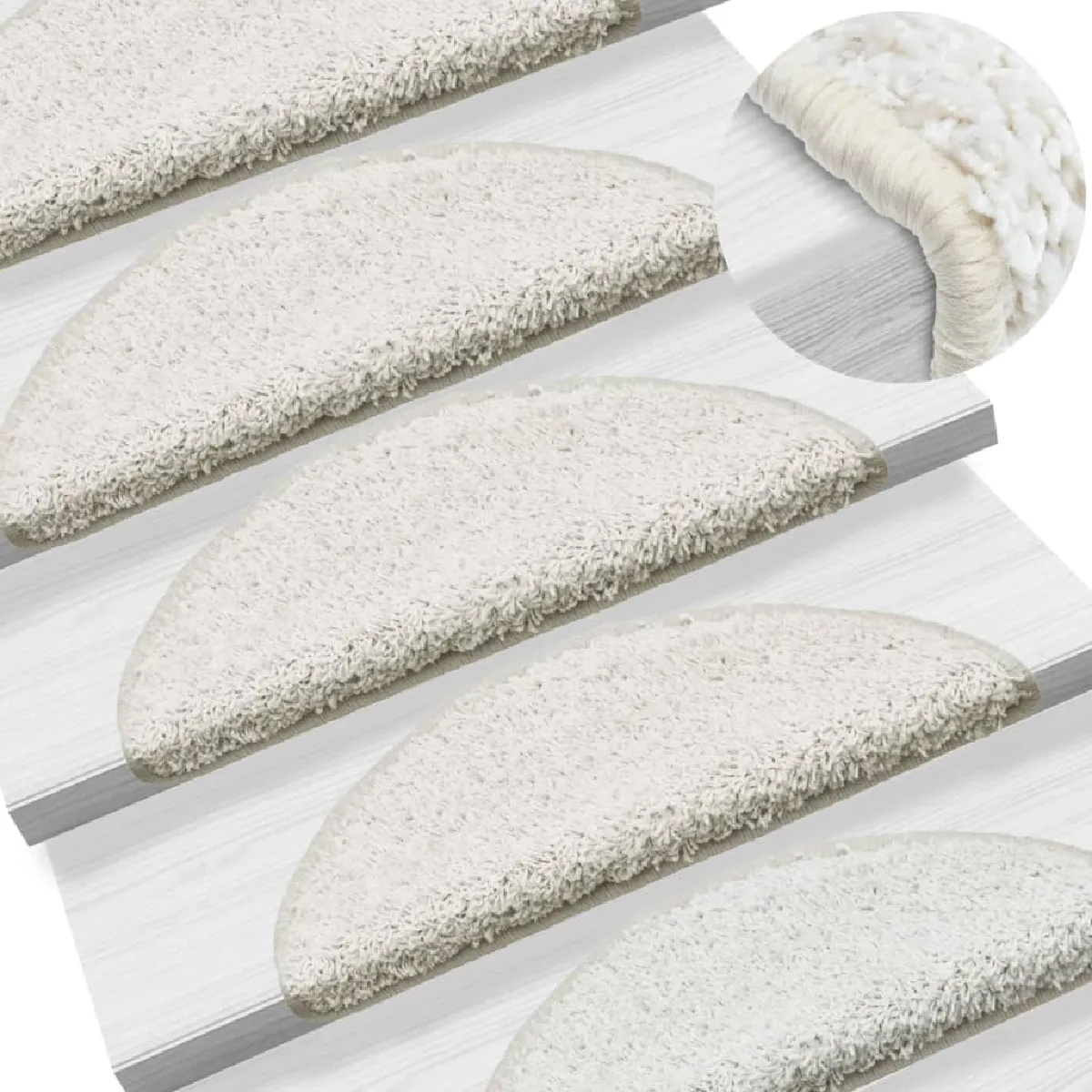 15 Tapis D'escalier Blanc Avec Bandes Adhésives 65 X 25 Cm Dec023574