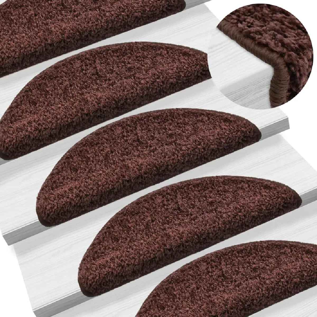 15 Tapis D'escalier Marron Avec Bandes Adhésives 65 X 25 Cm Dec023571