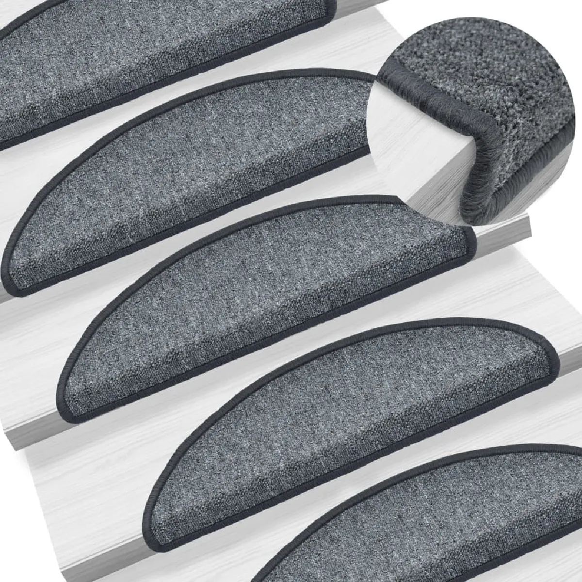 Tapis D'escalier 15 Pièces Gris Foncé 56x17x3 Cm Dec023545