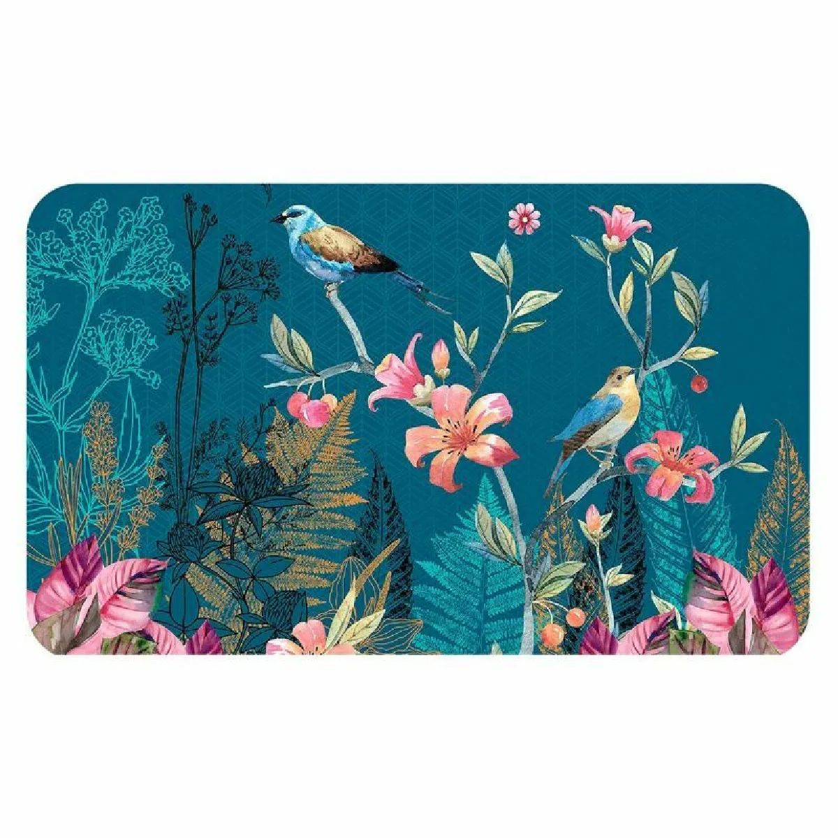 Tapis Déco Imprimé "alouette" 45x75cm Bleu