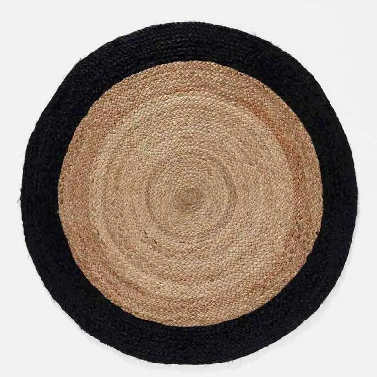 Tapis Rond Déco En Jute "salem" 90cm Noir
