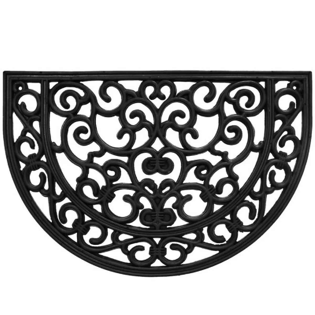 Tapis d'Entrée Demi-Lune Baroque "Odelin" 40x60cm Noir