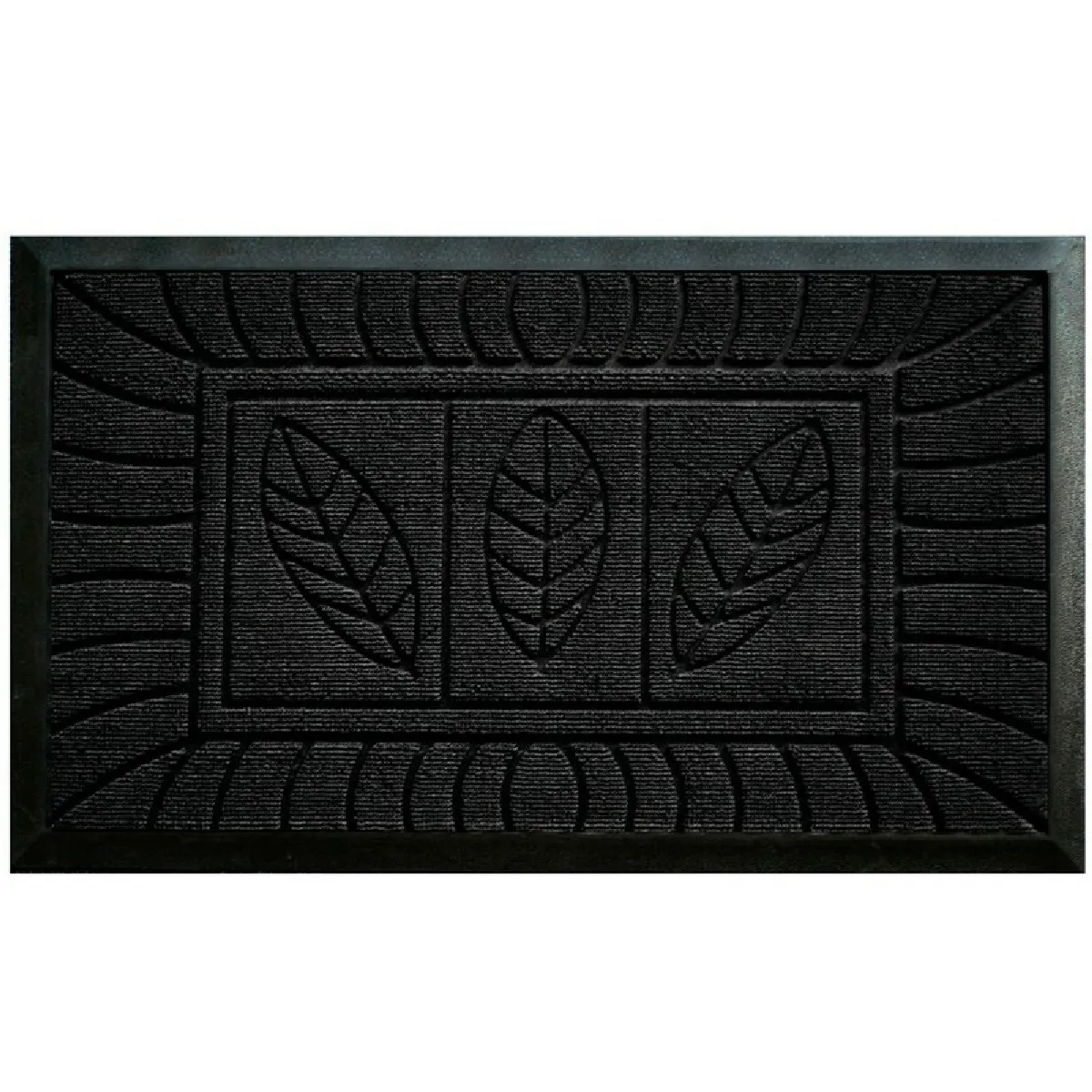 Tapis d'Entrée "Feuilles" 45x75cm Noir