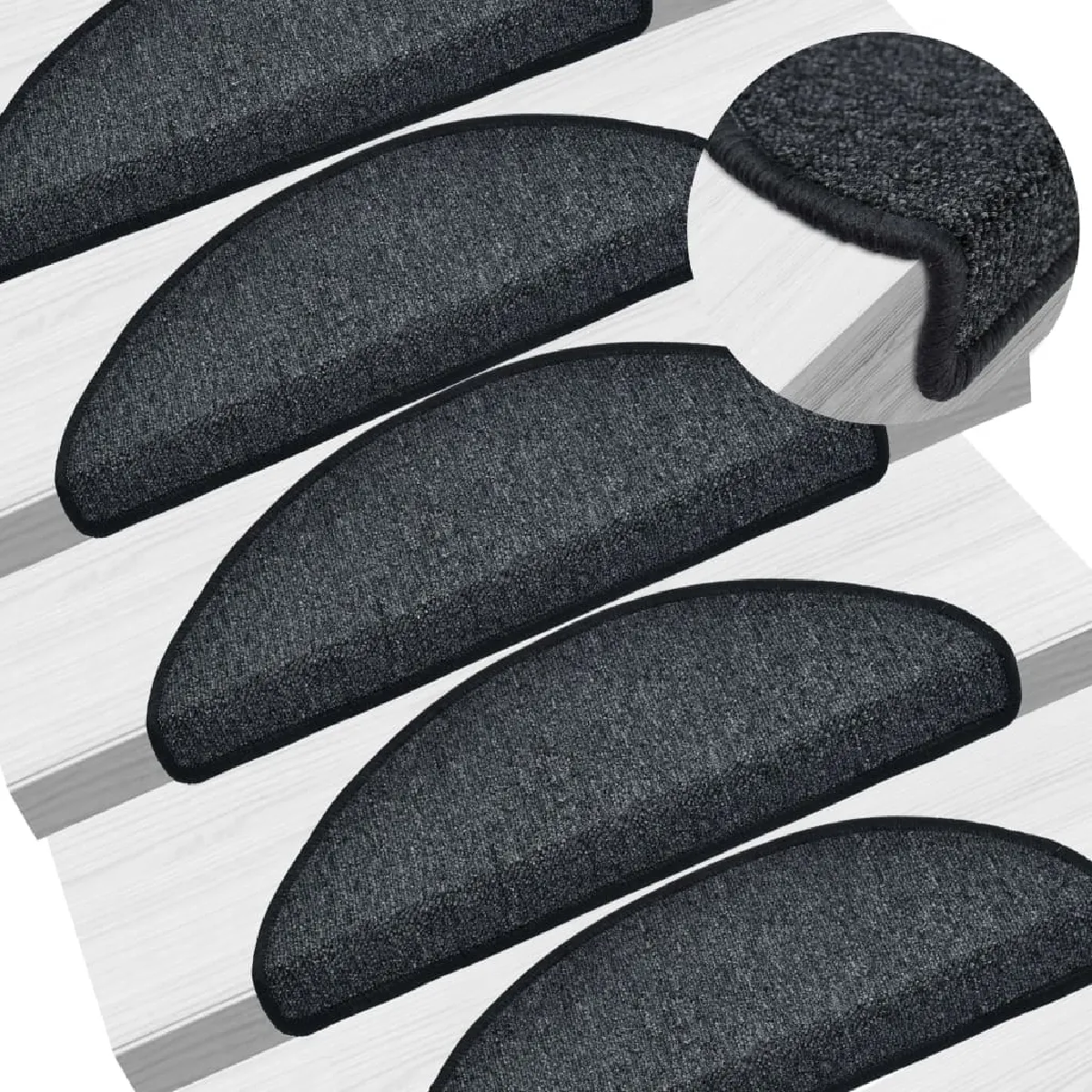 Tapis D'escalier 15 Pièces Anthracite 65x24x4 Cm Dec023552