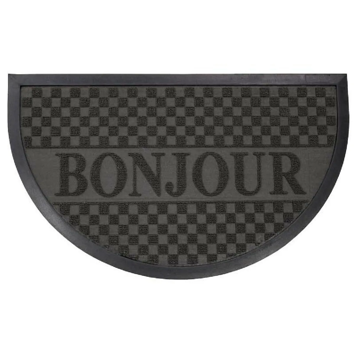 Tapis d'Entrée Demi-Lune "Bonjour" 45x75 cm Noir