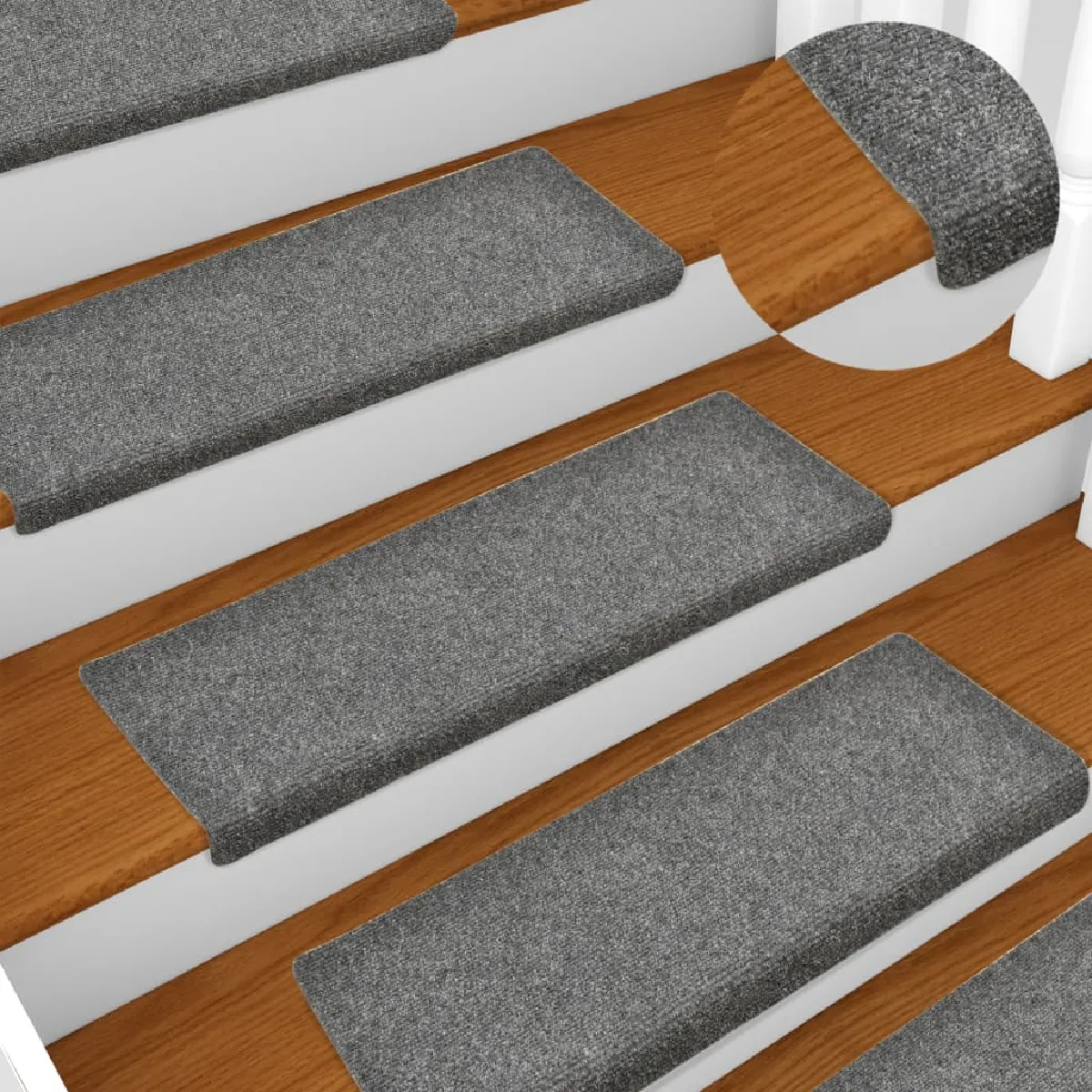Tapis D'escalier 15 Pièces Tissu Aiguilleté 65x25 Cm Gris Clair Dec023807