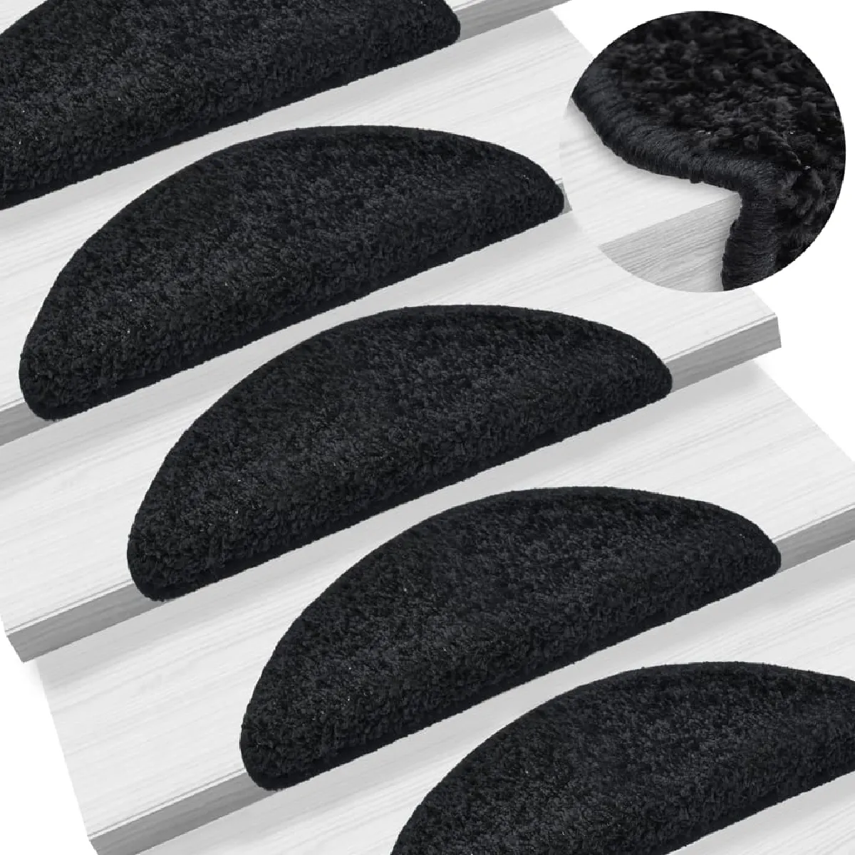 Tapis D'escalier 15 Pièces Noir 56 X 20 Cm Dec023561