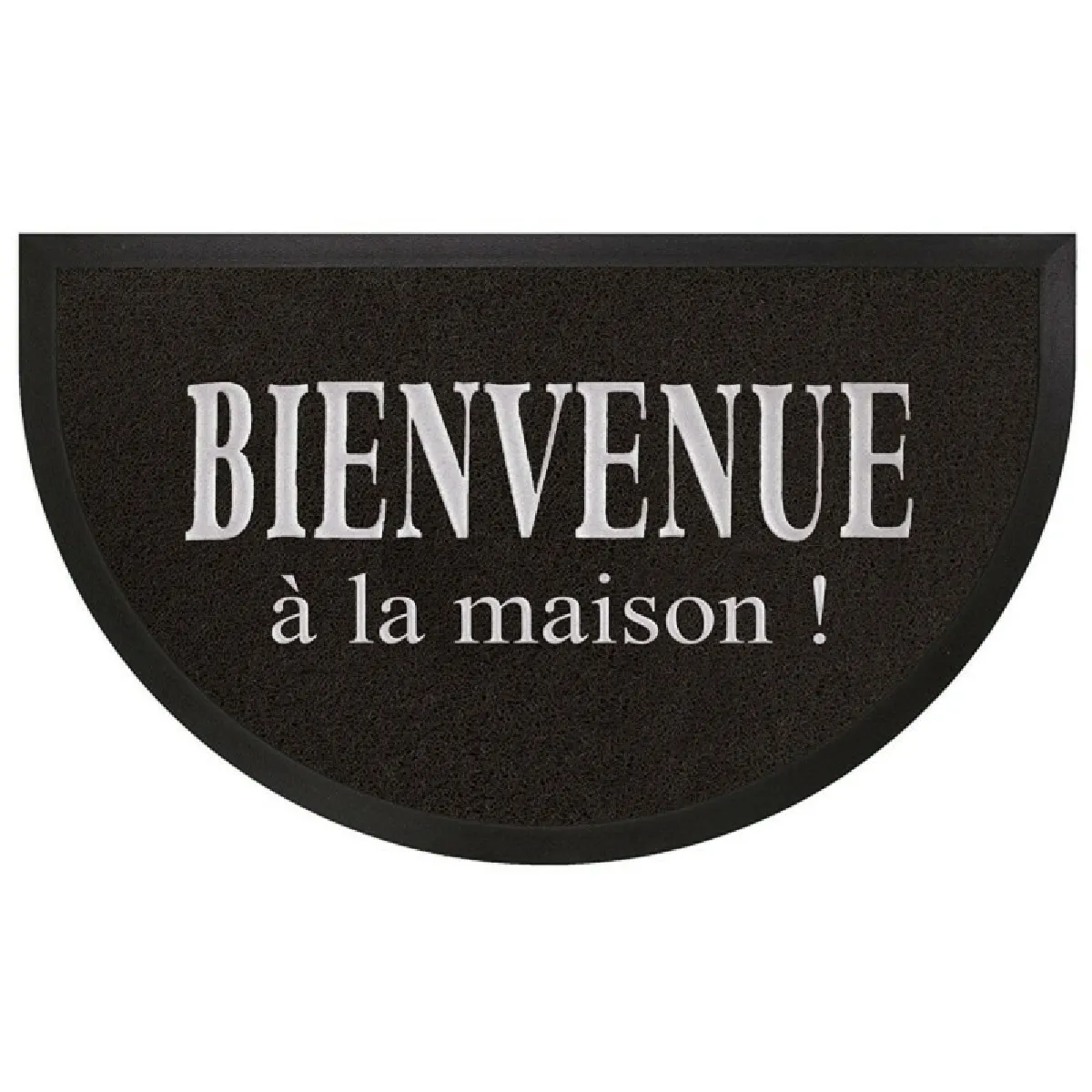 Tapis d'Entrée Demi-Lune "Maison" 45x75cm Noir & Gris