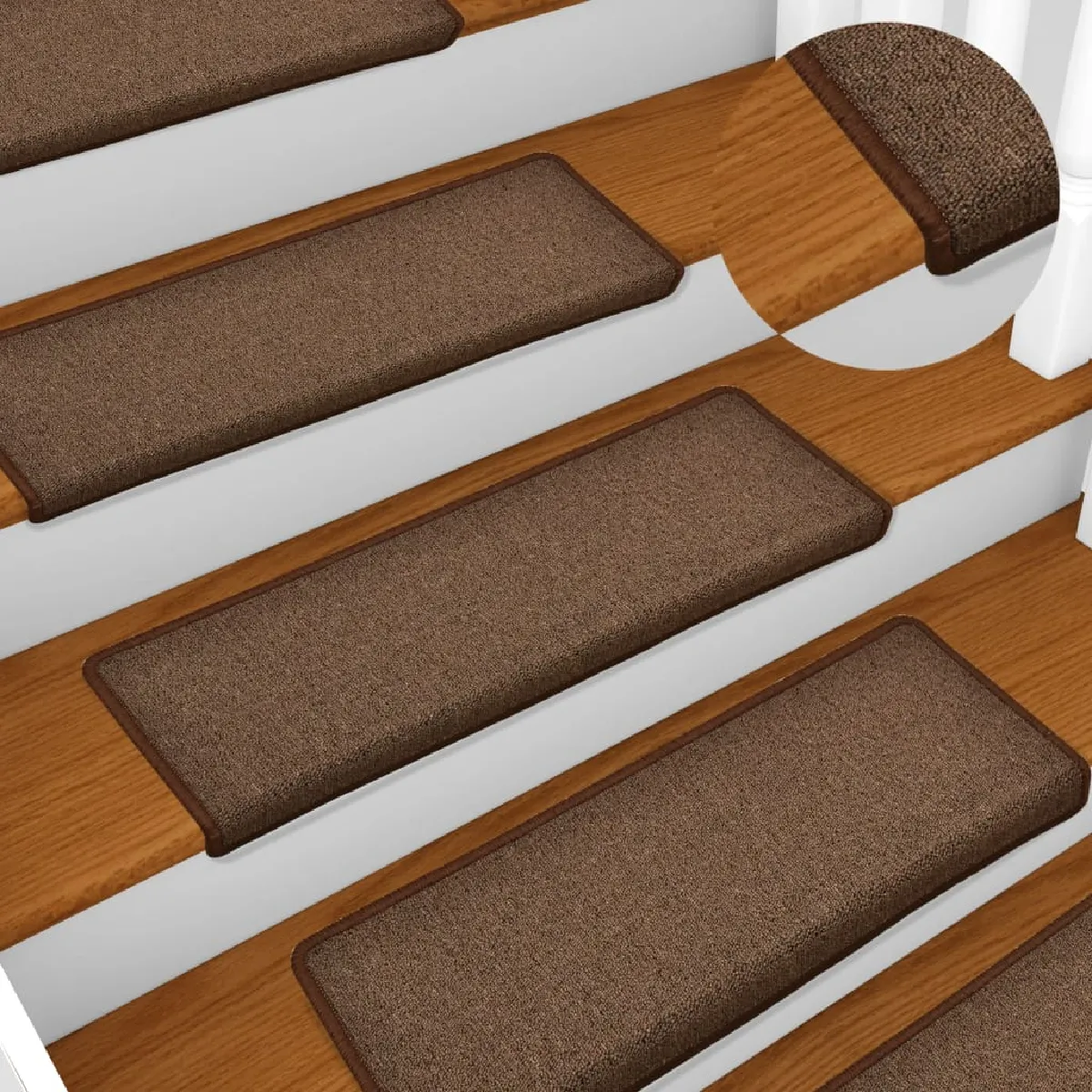 Tapis D'escalier 15 Pièces 65x25 Cm Marron Dec023814