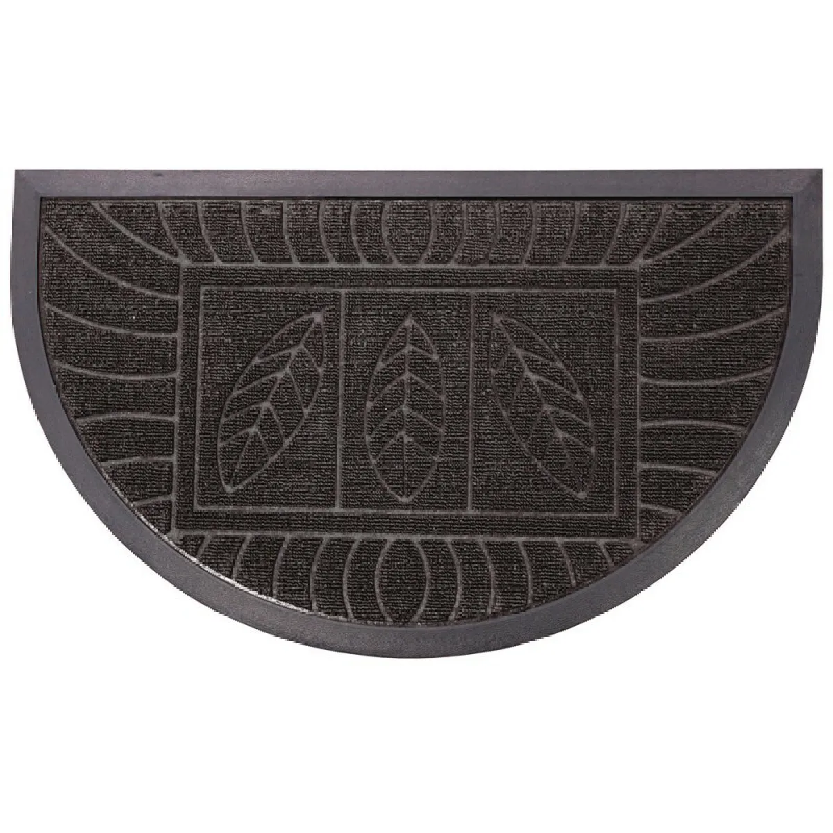 Tapis d'Entrée Demi-Lune "Feuilles" 45x75cm Noir