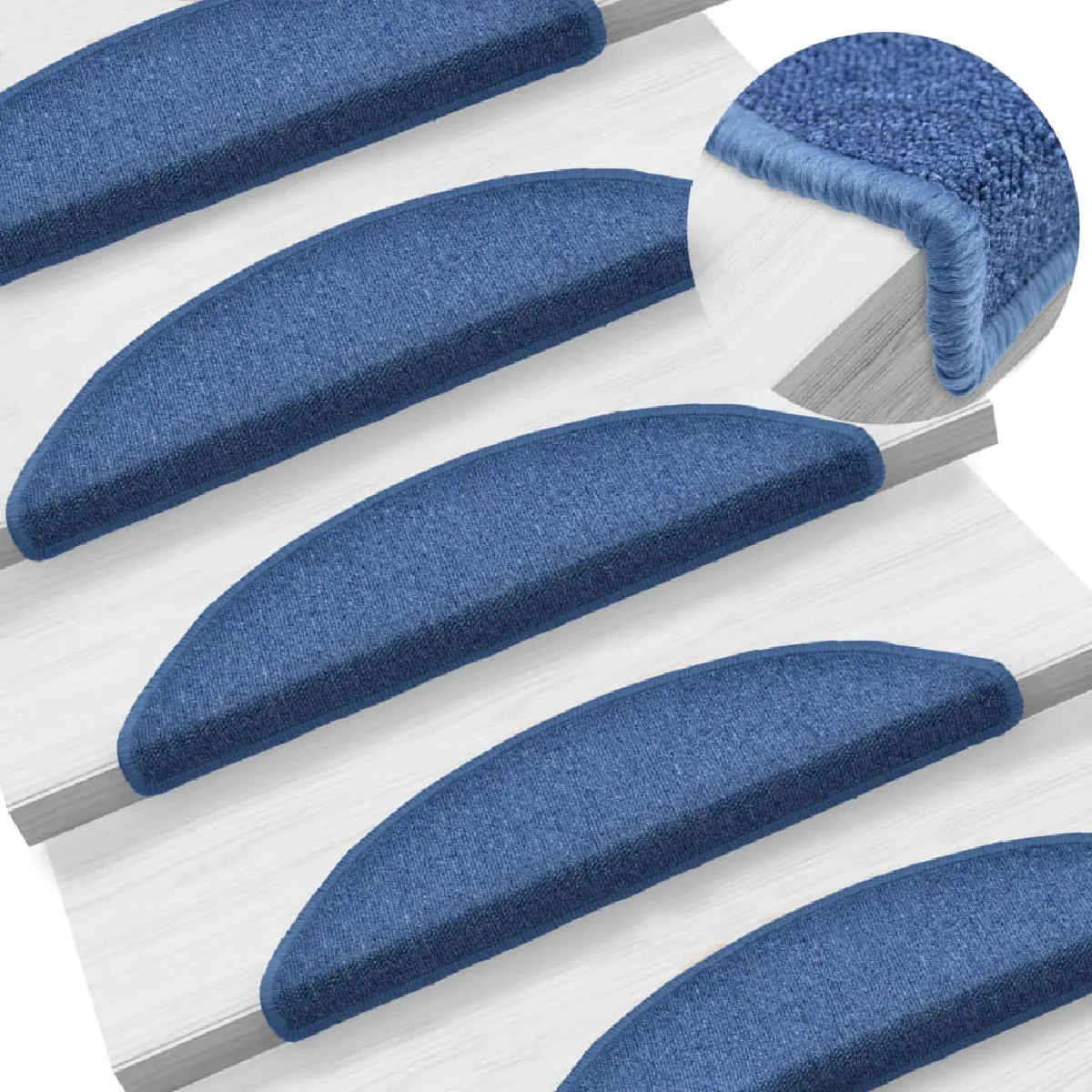 Tapis D'escalier 15 Pièces Bleu 56 X 17 X 3 Cm Dec023551