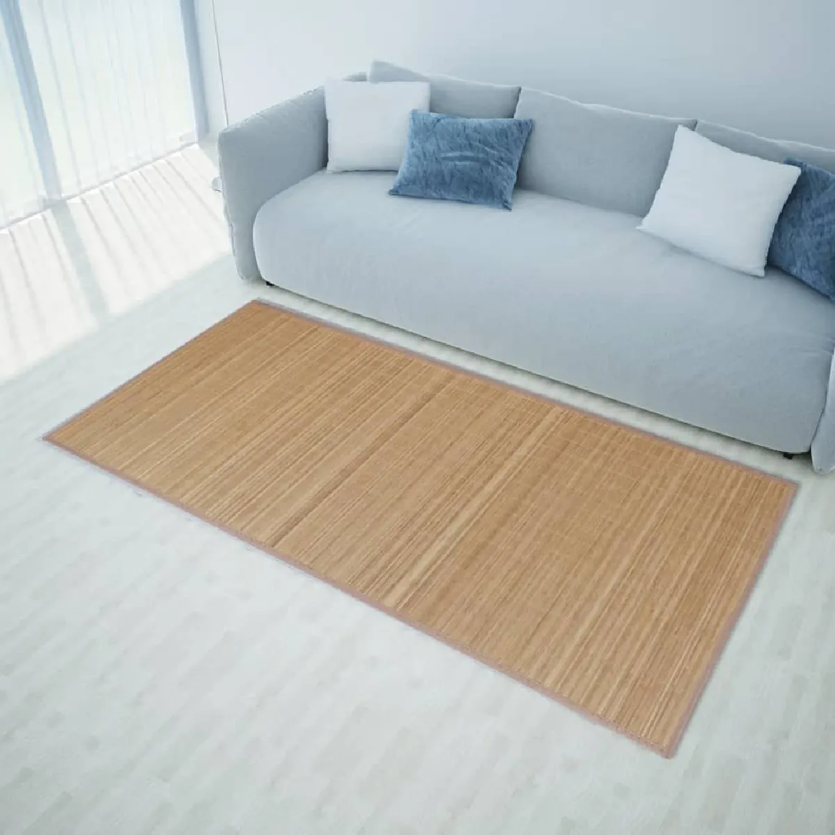 Tapis En Bambou Brun À Latte Rectangulaire 80 X 200 Cm Dec023831