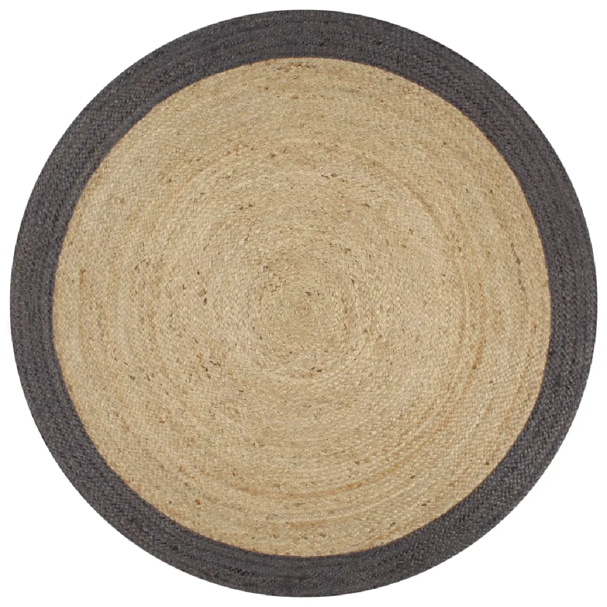 Tapis Fait À La Main Jute Avec Bord Gris Foncé 150 Cm Dec023474
