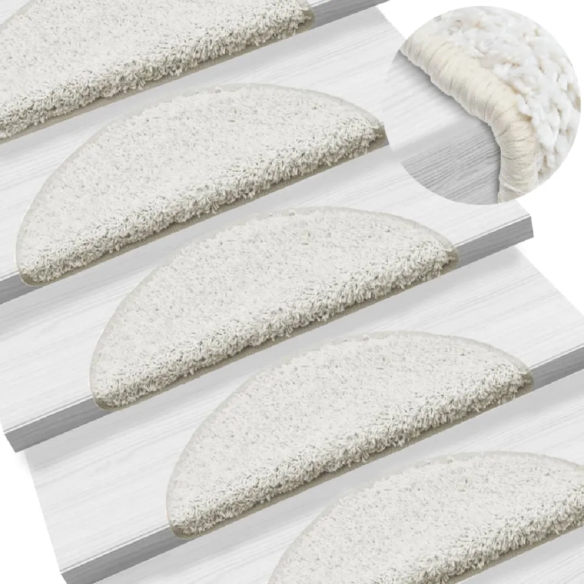15 Tapis D'escalier Blanc Avec Bandes Adhésives 56 X 20 Cm Dec023566
