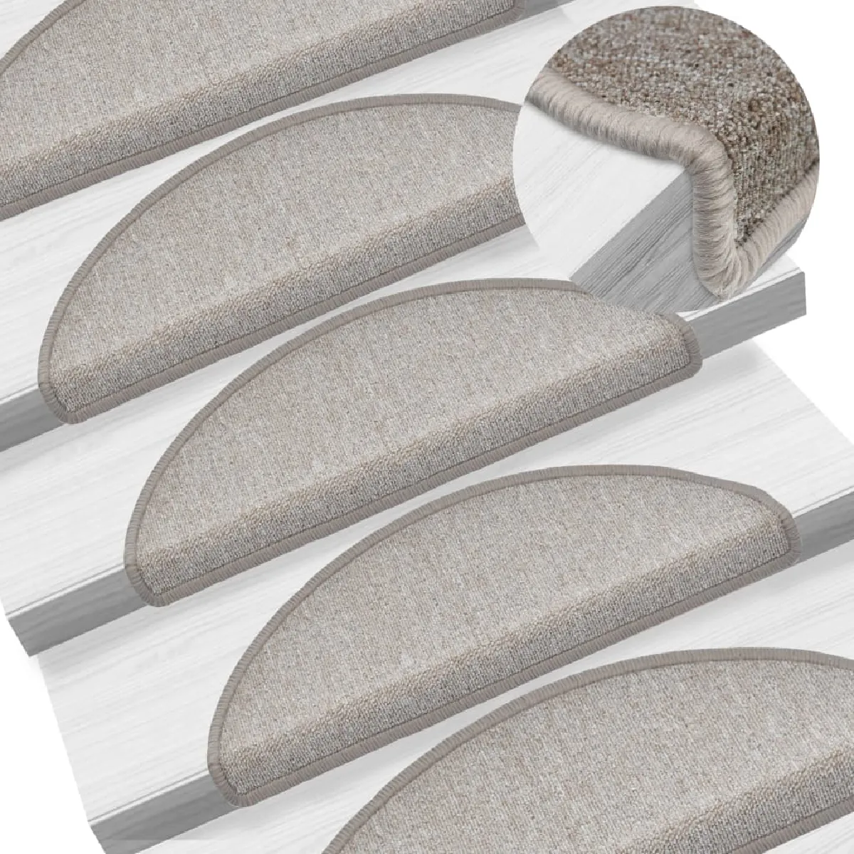 Tapis D'escalier 15 Pièces Taupe 65 X 24 X 4 Cm Dec023558