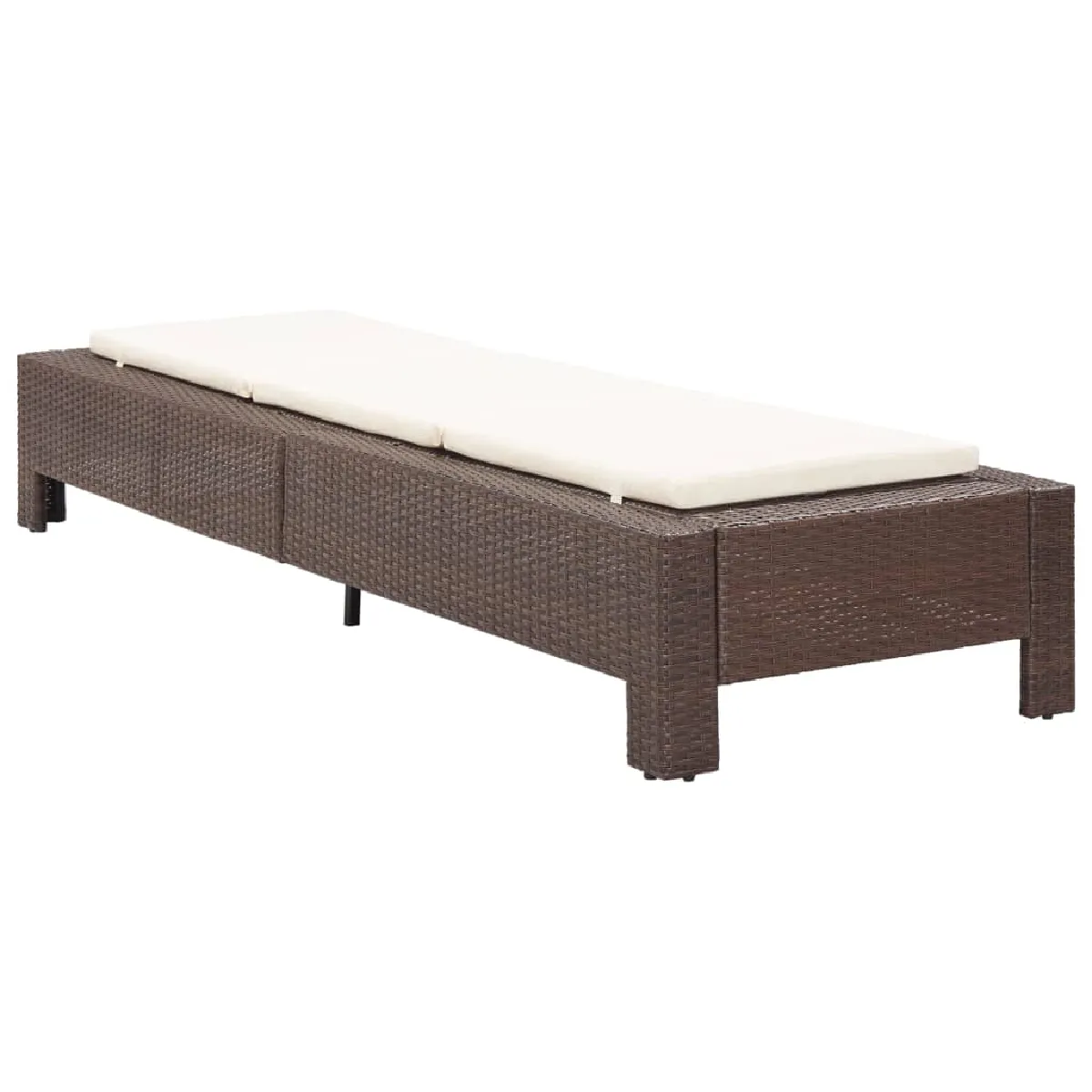 Transat Chaise Longue Bain De Soleil Avec Coussin Marron Résine Tressée 02_0012196
