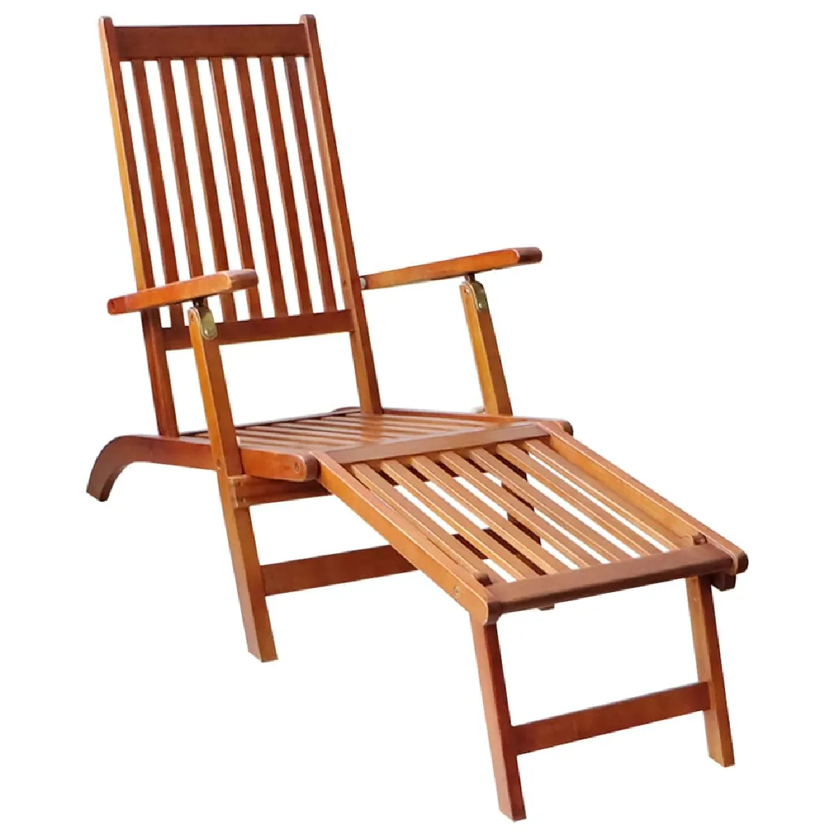 Transat Chaise Longue Bain De Soleil Lit De Jardin Terrasse Meuble D'extérieur Avec Repose-pied Et Coussin Acacia Solide