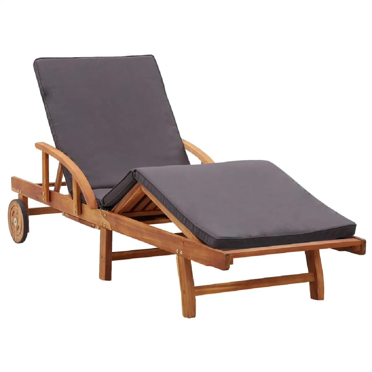 Transat Chaise Longue Bain De Soleil Lit De Jardin Terrasse Meuble D'extérieur Avec Coussin Bois D'acacia Solide 02_0012