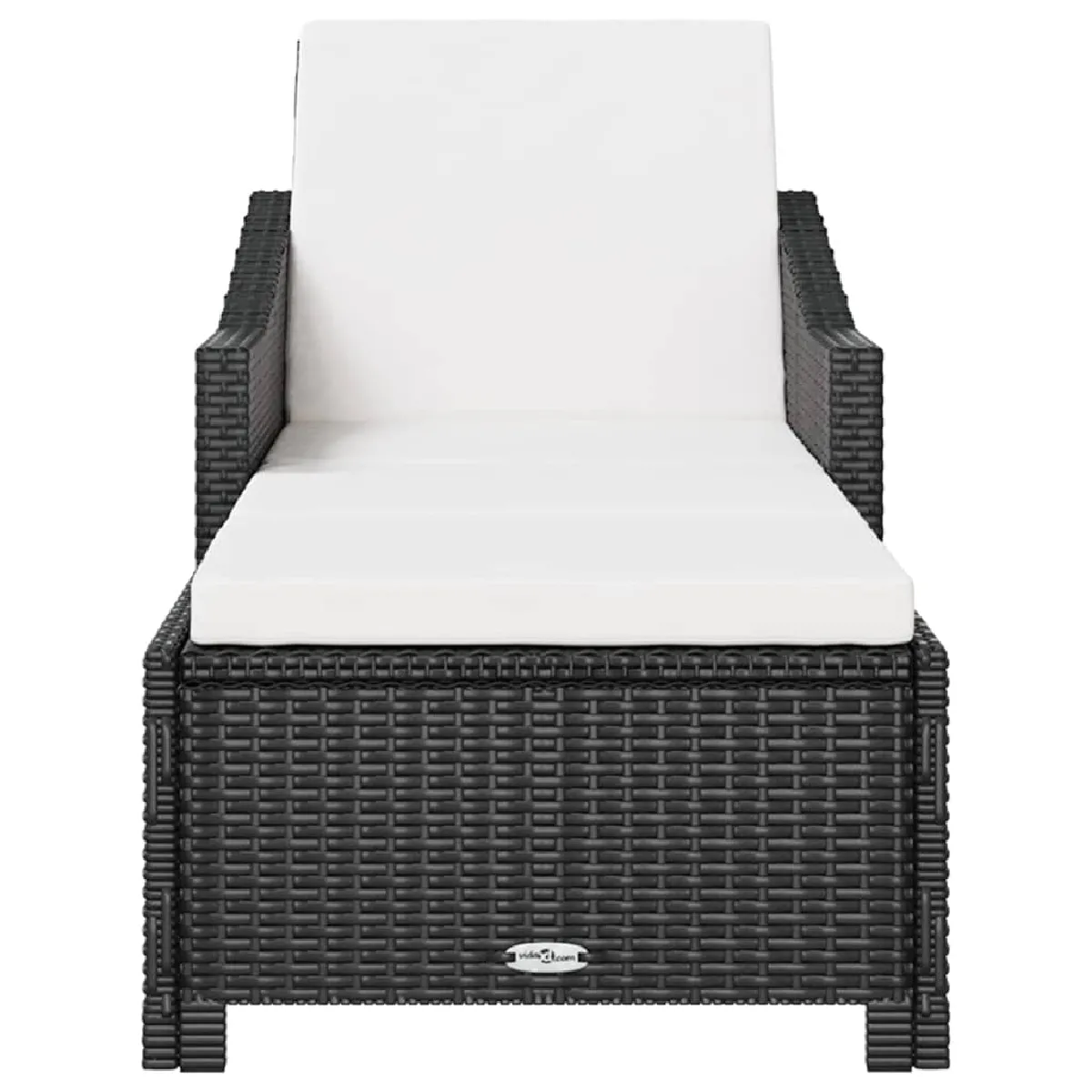 Transat Chaise Longue Bain De Soleil Lit De Jardin Terrasse Meuble D'extérieur Avec Coussin Blanc Crème Résine Tressée N