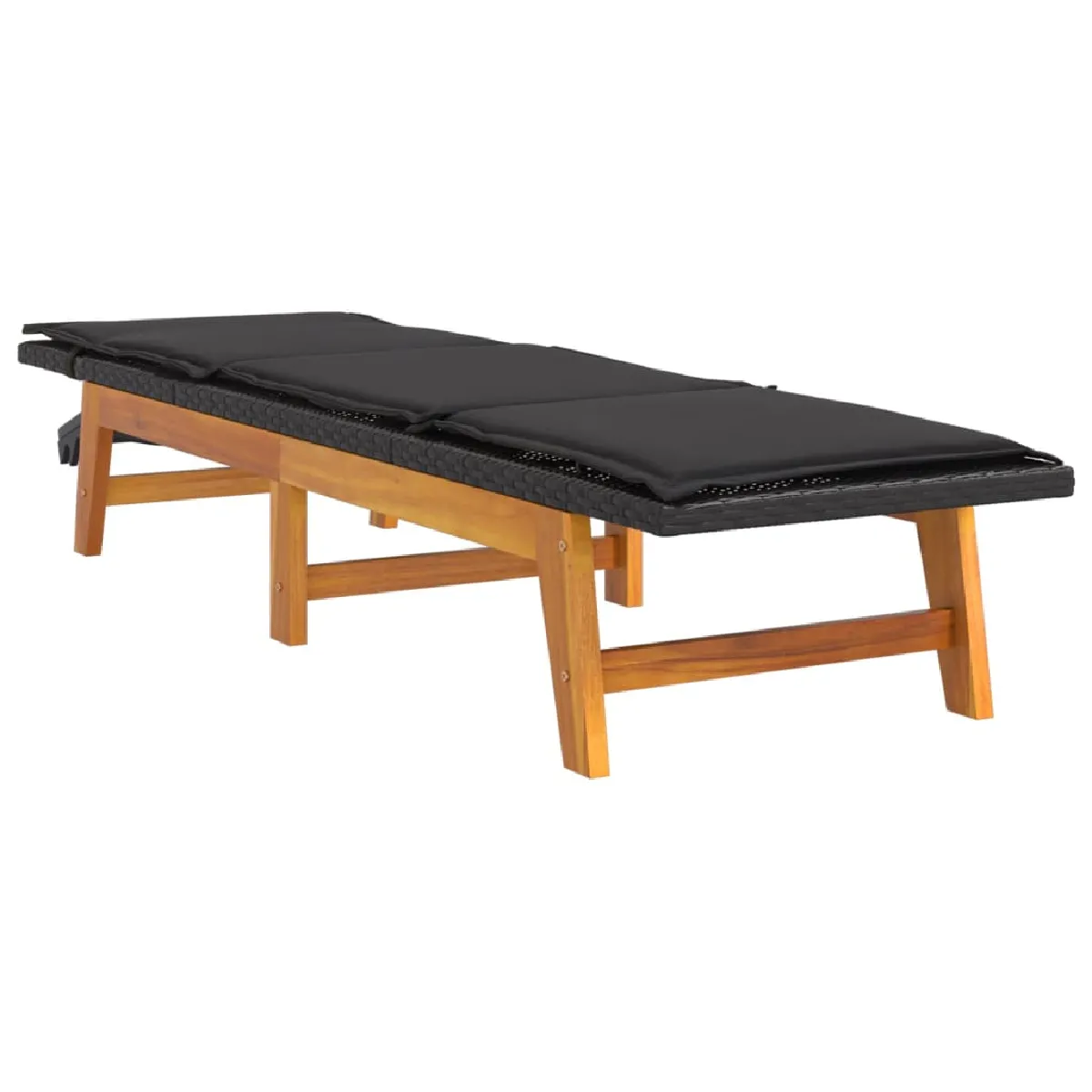 Transat Chaise Longue Bain De Soleil Lit De Jardin Terrasse Meuble D'extérieur Avec Coussin Résine Tressée/bois Massif D