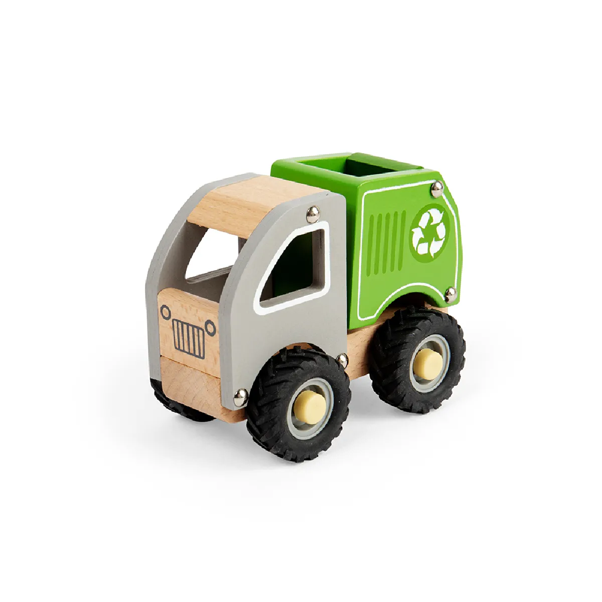 Bigjigs Toys, Mini Camion De Recyclage En Bois, Adapté Aux ges Dès 12 Mois