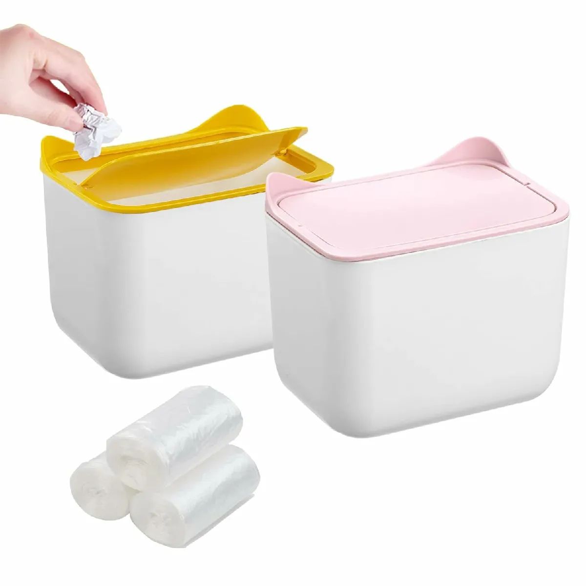Lot De 2 Petites Poubelles De Bureau De 2,5l Blanc