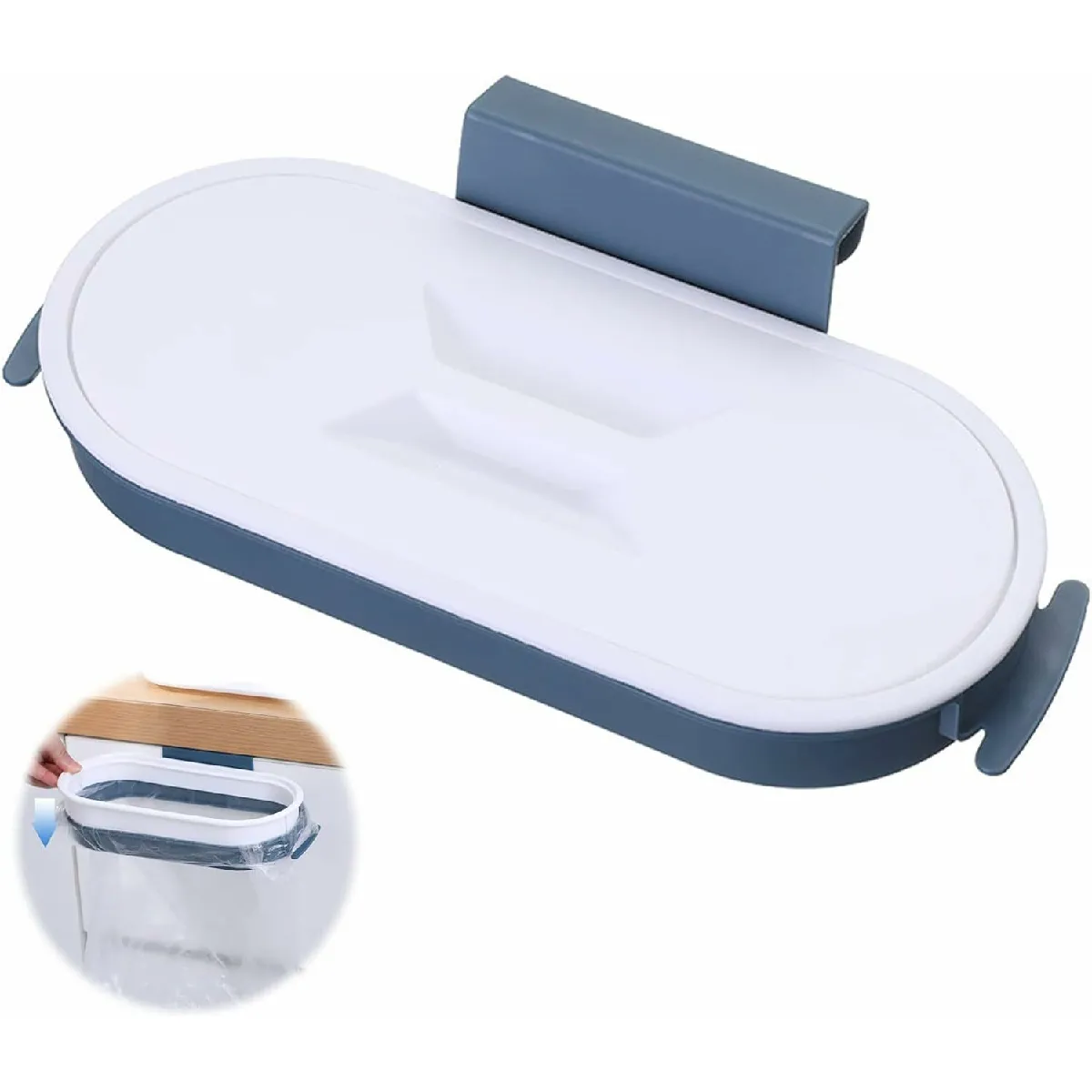 Support De Sac Poubelle Suspendu Avec Couvercle Bleu