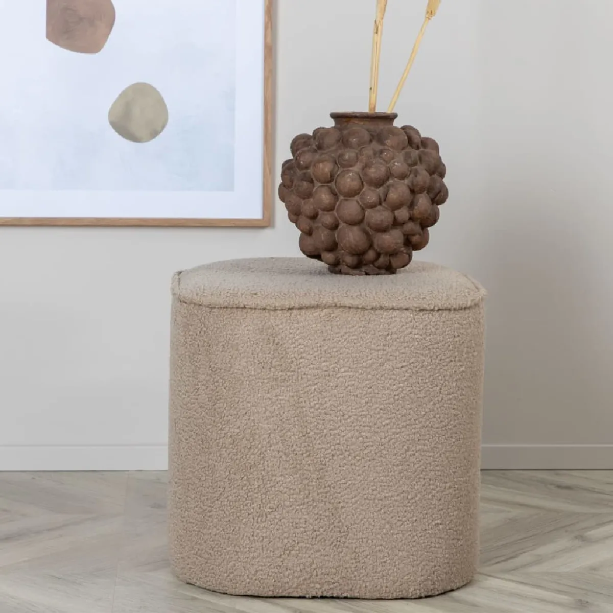 Pouf Piff 44x44x41 Cm Teddy Beige Venture Home