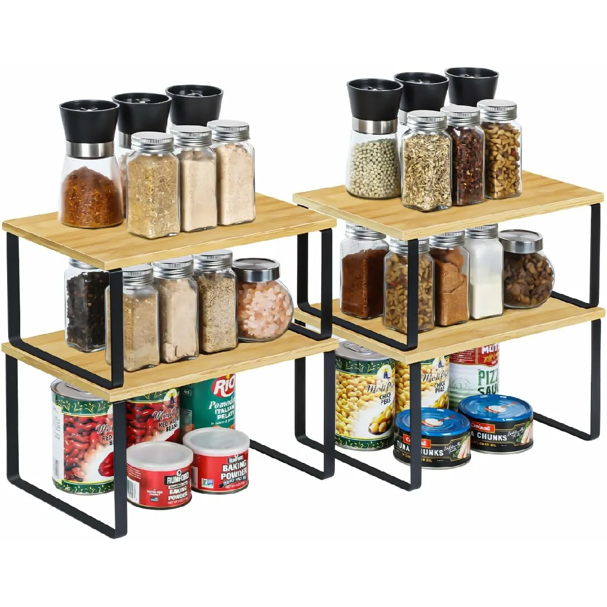 Lot de 4 étagères à épices empilables pour armoires de cuisine