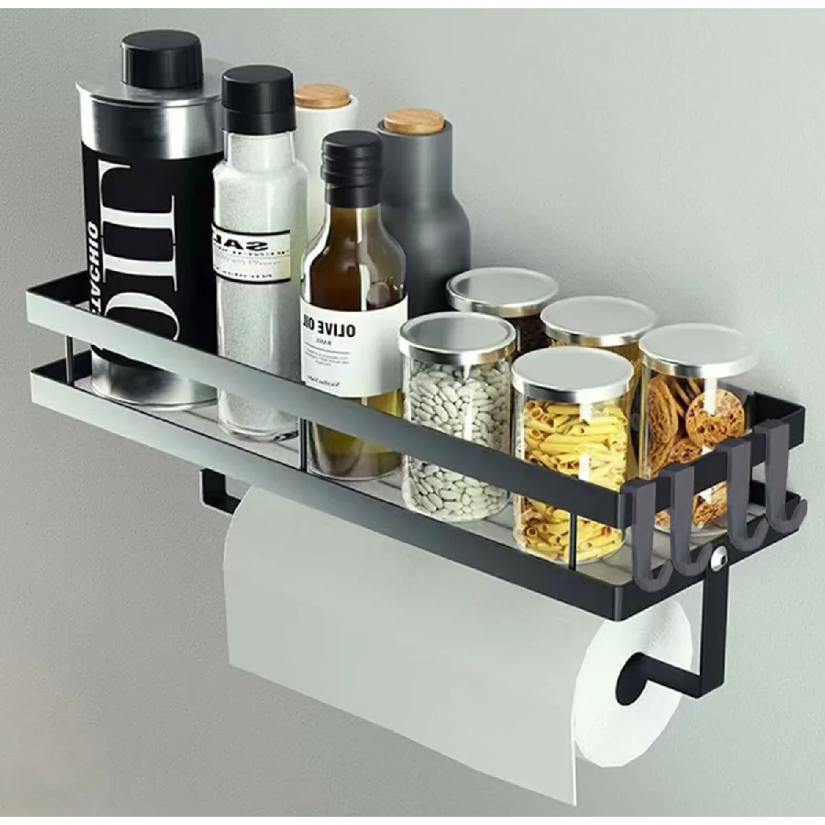 Étagère à épices mural de cuisine sans perçage en acier inoxydable
