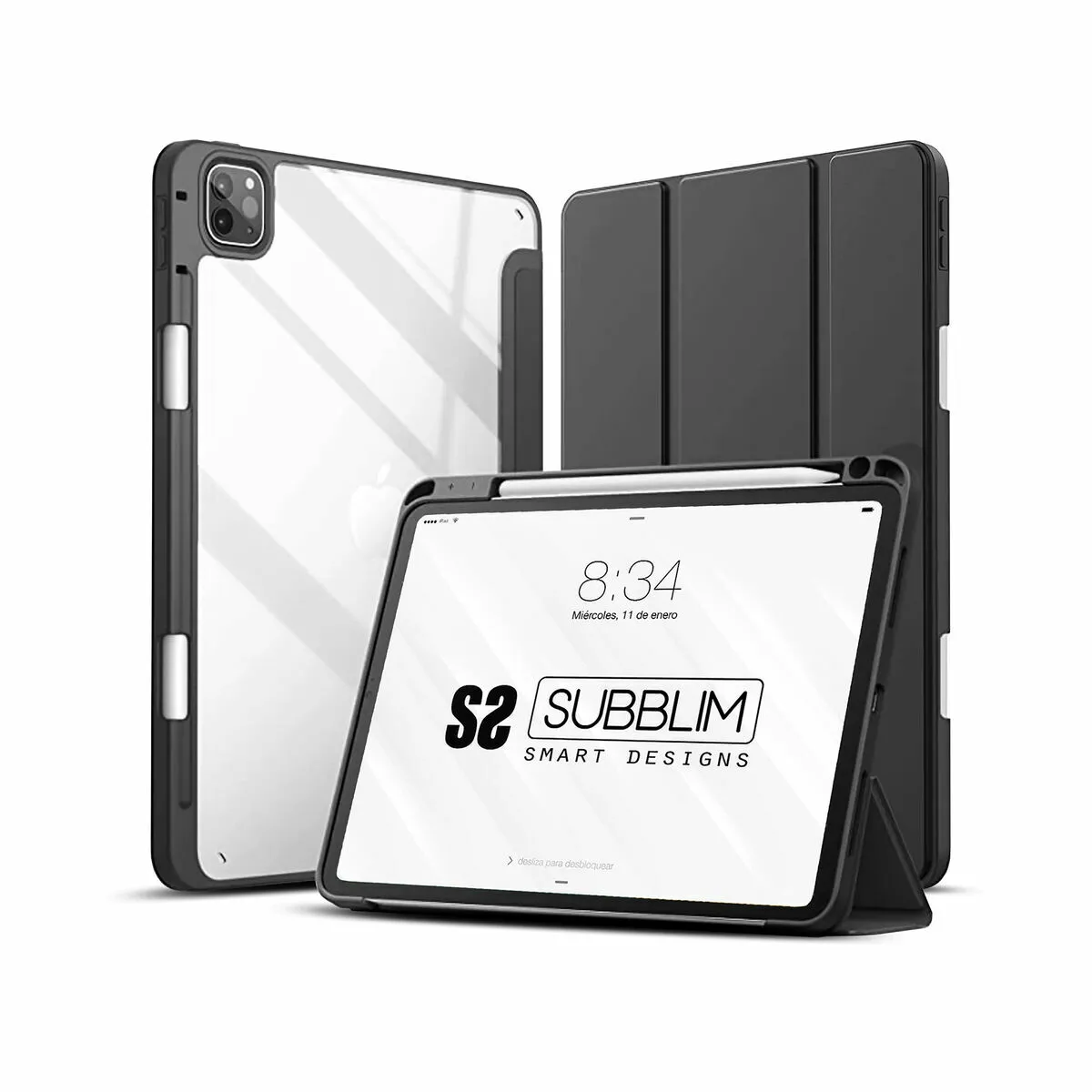 Étui Folio Subblim Subcst-5sc420 12.9" Noir Transparent Pu Pc Tpu