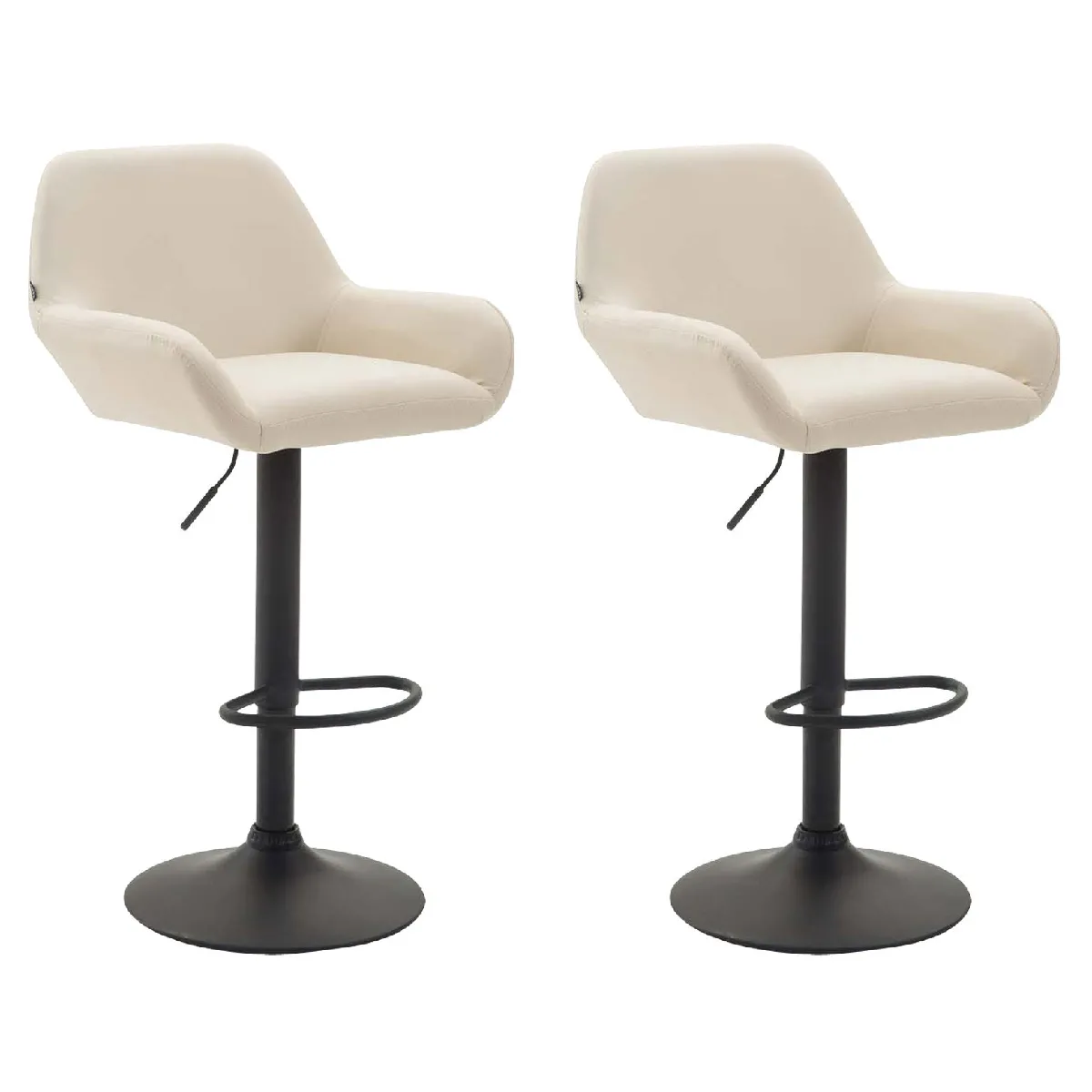 Lot De 2 Tabourets De Bar Moderne Et Confortable En Synthétique Crème Pieds Trompette Tdb10218