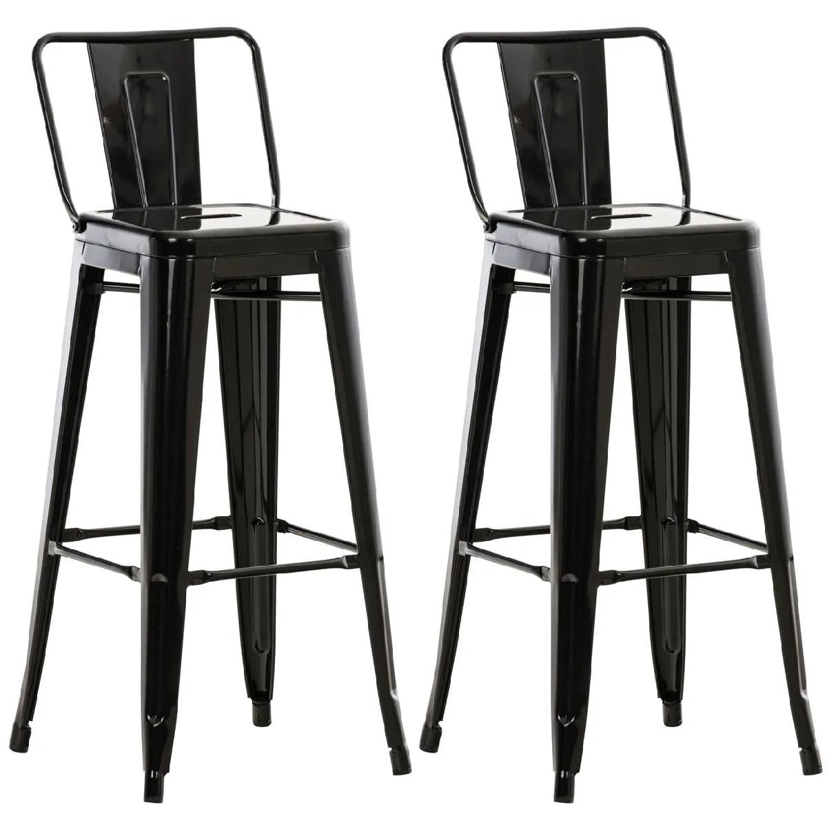 Lot De 2 Tabourets De Bar Industriel En Métal Avec Repose-pied Couleur Noir Tdb10141